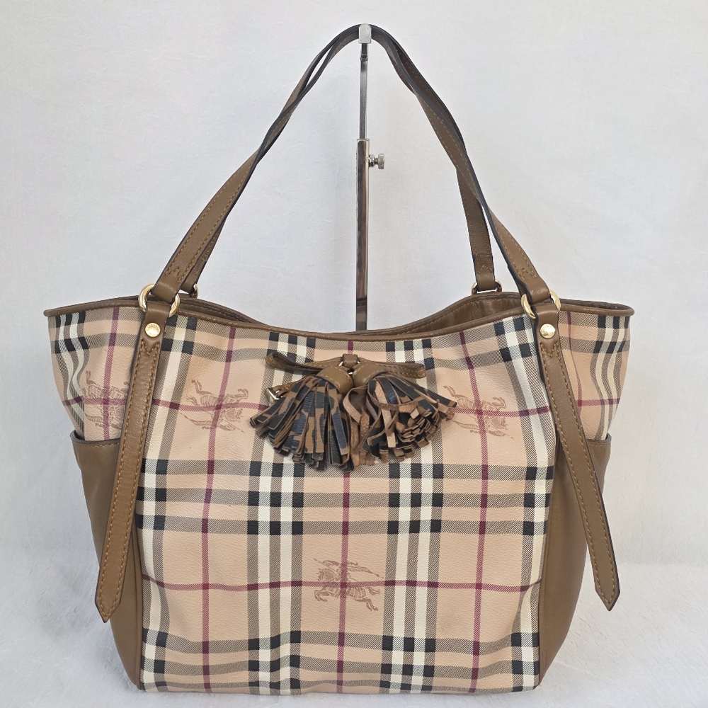 Auth Burberry Haymarket Canterbury Tote Bag